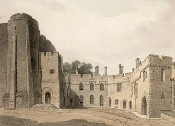 De binnenplaats van Berkeley Castle, Gloucestershire, kijkend naar het noordoosten, 1822
